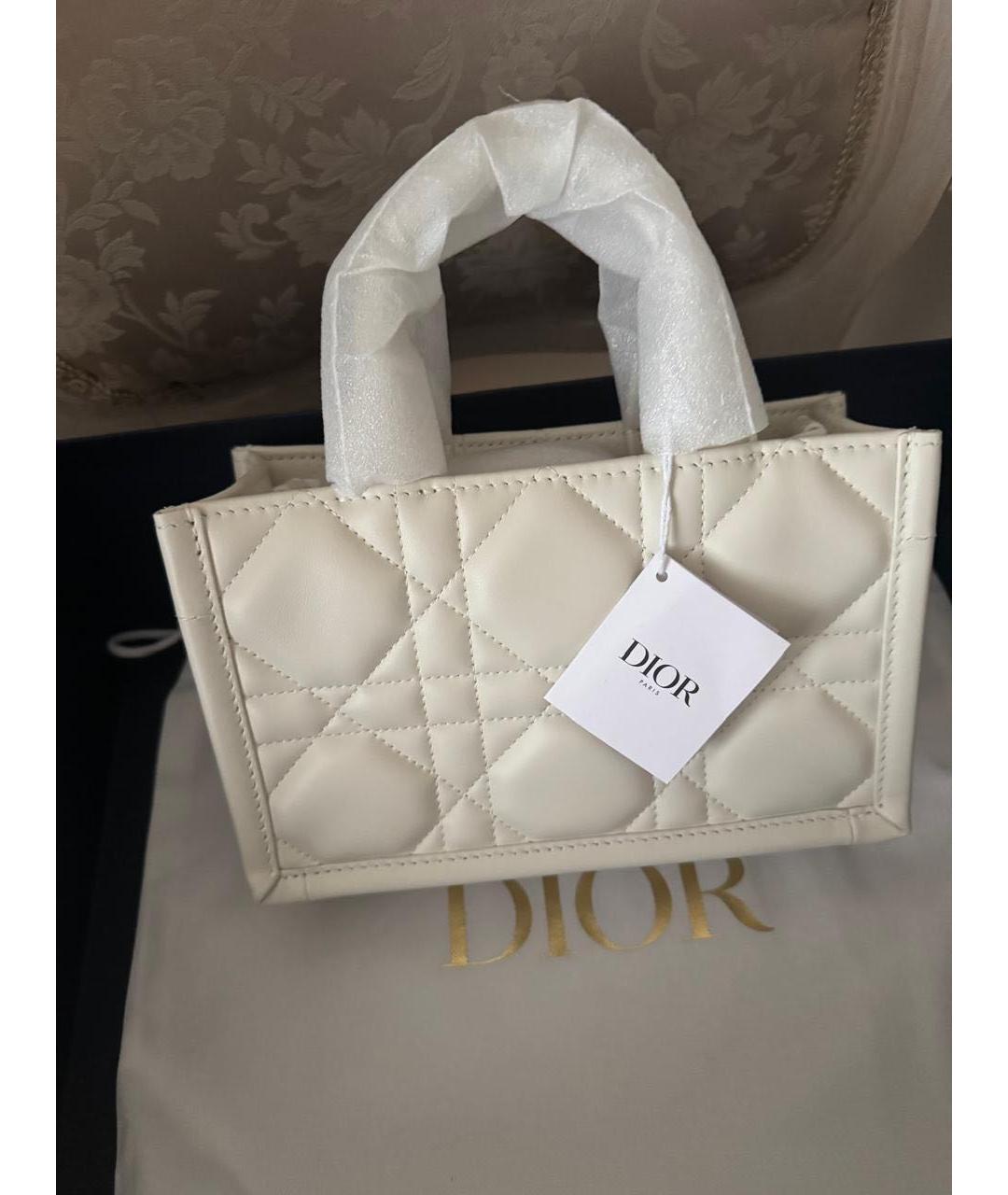 CHRISTIAN DIOR Белая кожаная сумка с короткими ручками, фото 2