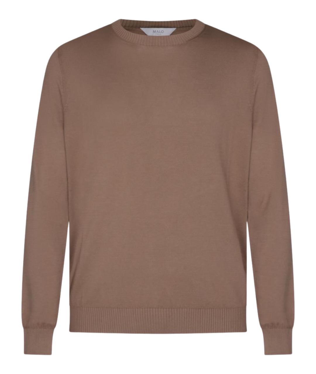MALO Коричневый хлопковый джемпер / свитер, фото 1