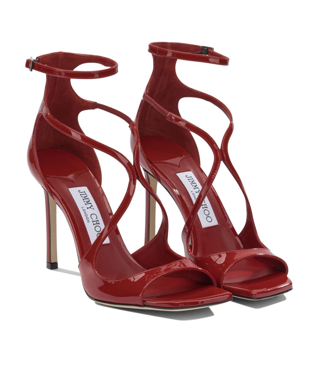 JIMMY CHOO Красные кожаные босоножки, фото 2