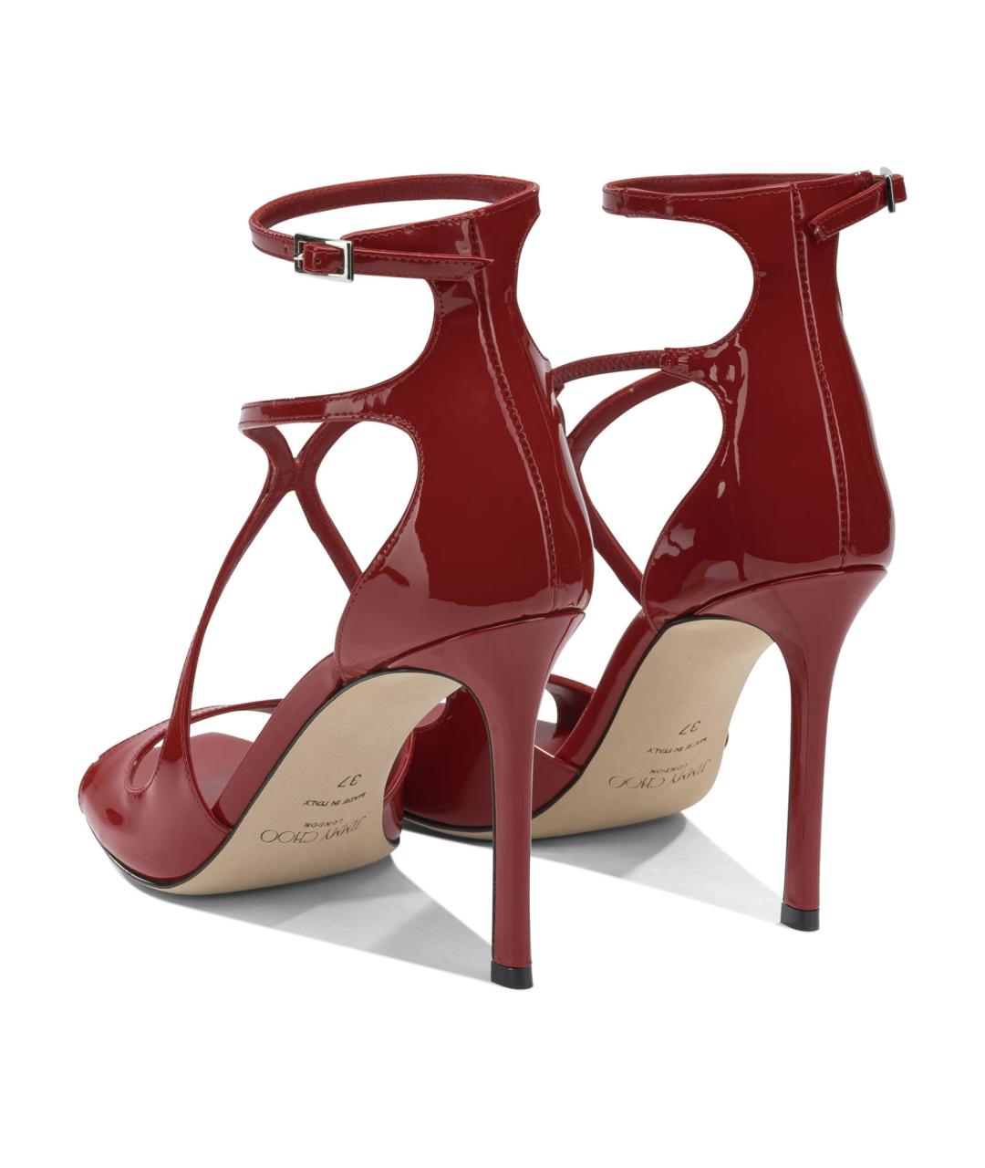 JIMMY CHOO Красные кожаные босоножки, фото 4