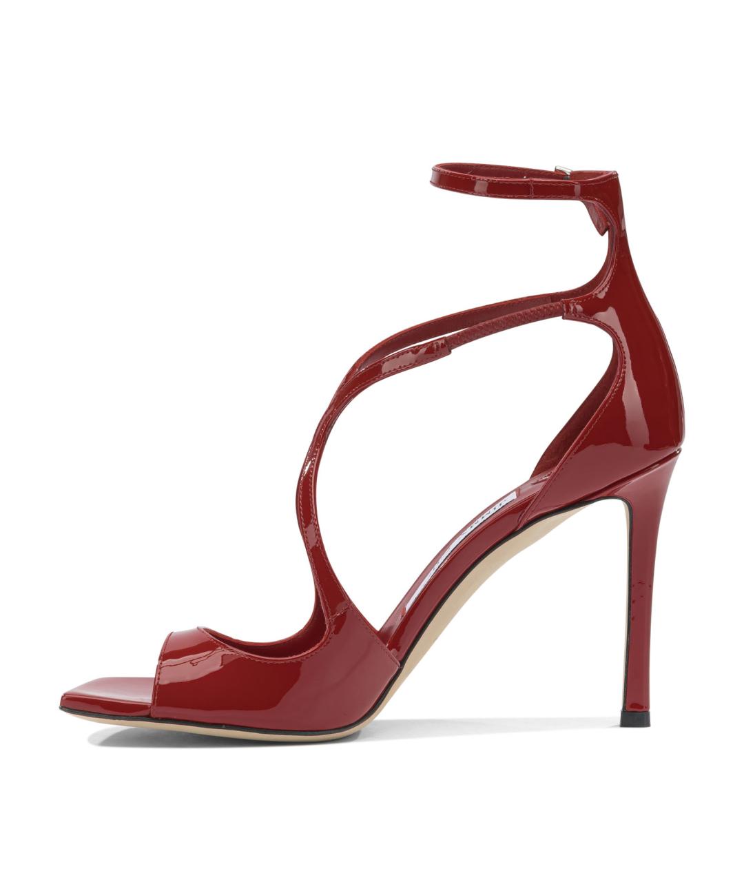 JIMMY CHOO Красные кожаные босоножки, фото 3