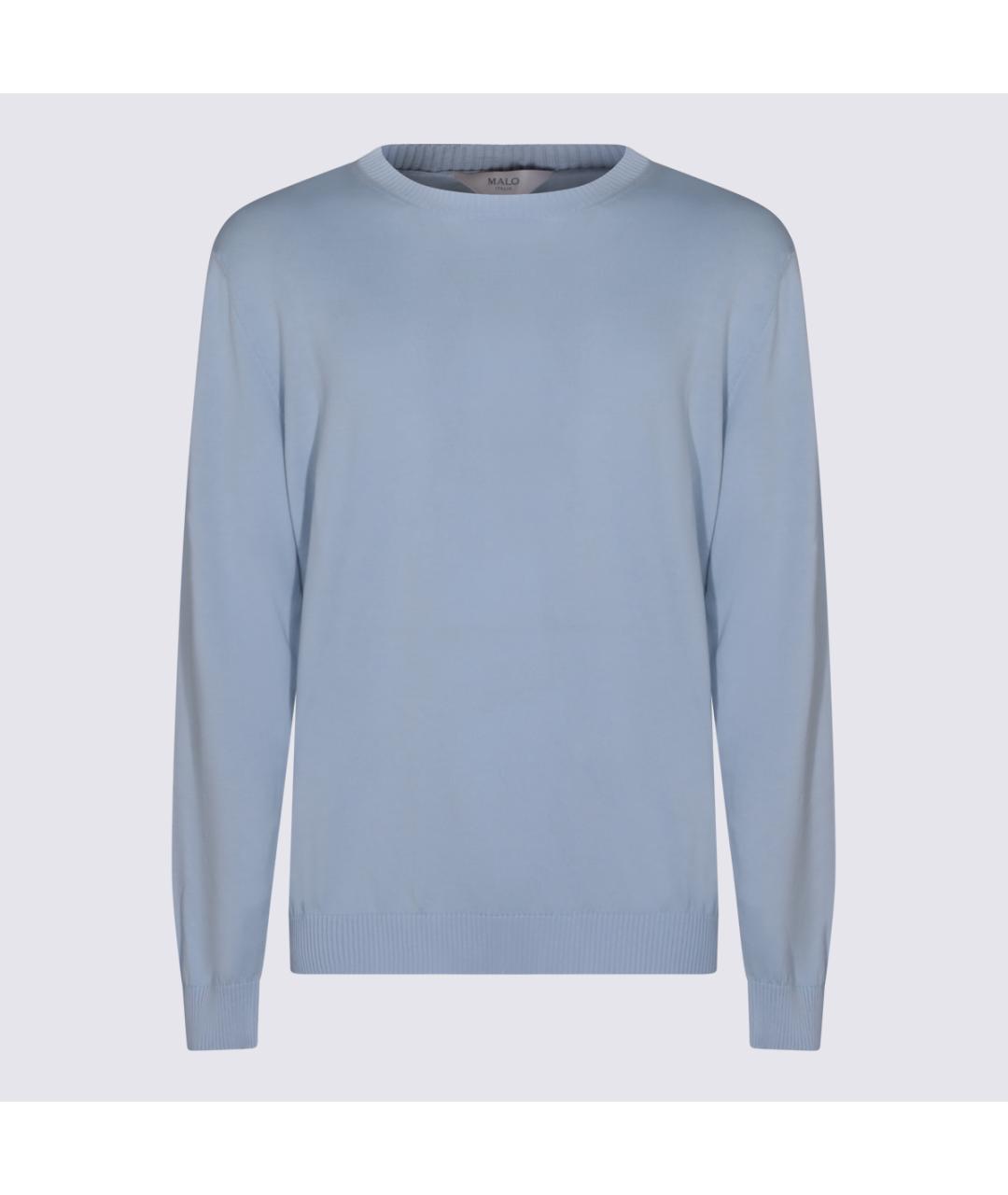 MALO Голубой хлопковый джемпер / свитер, фото 2