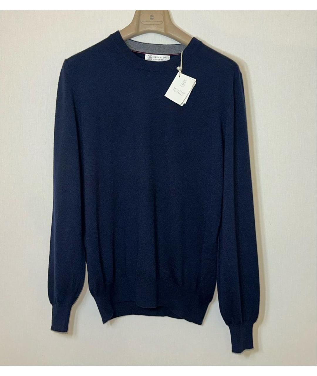 BRUNELLO CUCINELLI Темно-синий кашемировый джемпер / свитер, фото 5