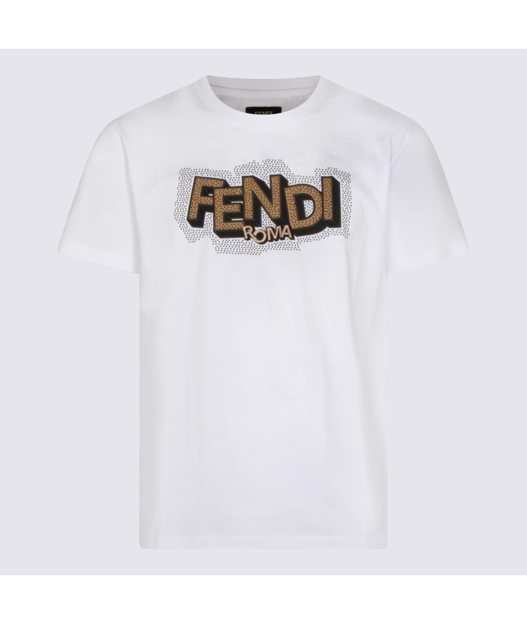 FENDI Белая хлопковая футболка, фото 4