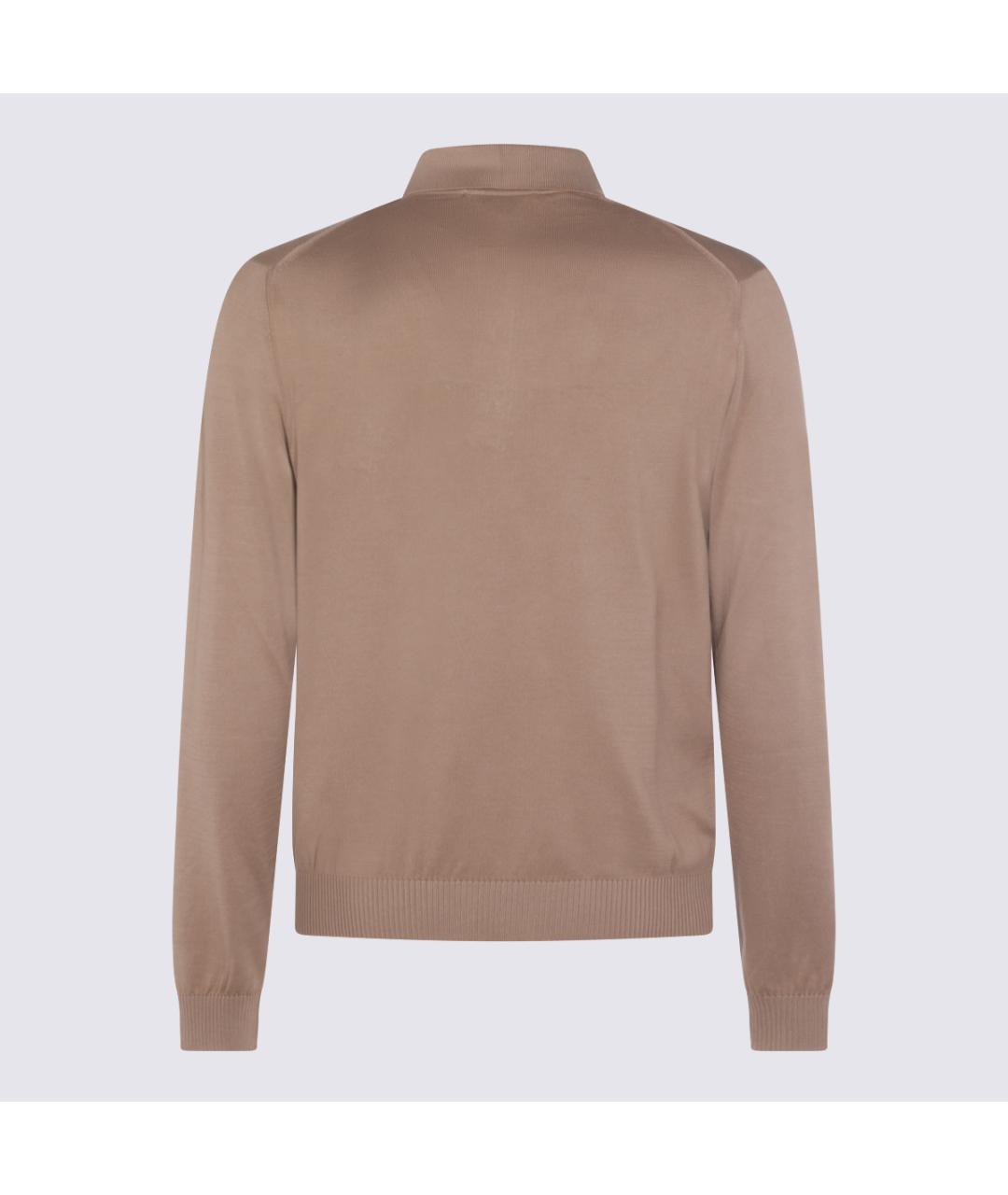 MALO Бежевое хлопковое поло с длинным рукавом, фото 2