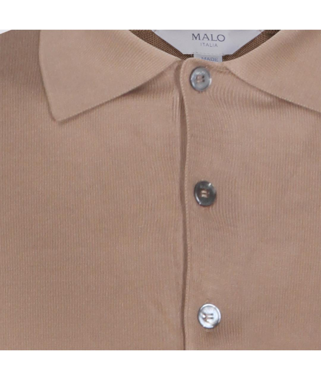 MALO Бежевое хлопковое поло с длинным рукавом, фото 4