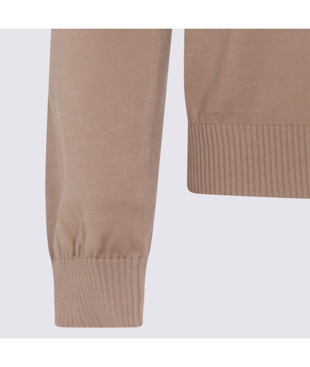 MALO Бежевое хлопковое поло с длинным рукавом, фото 3