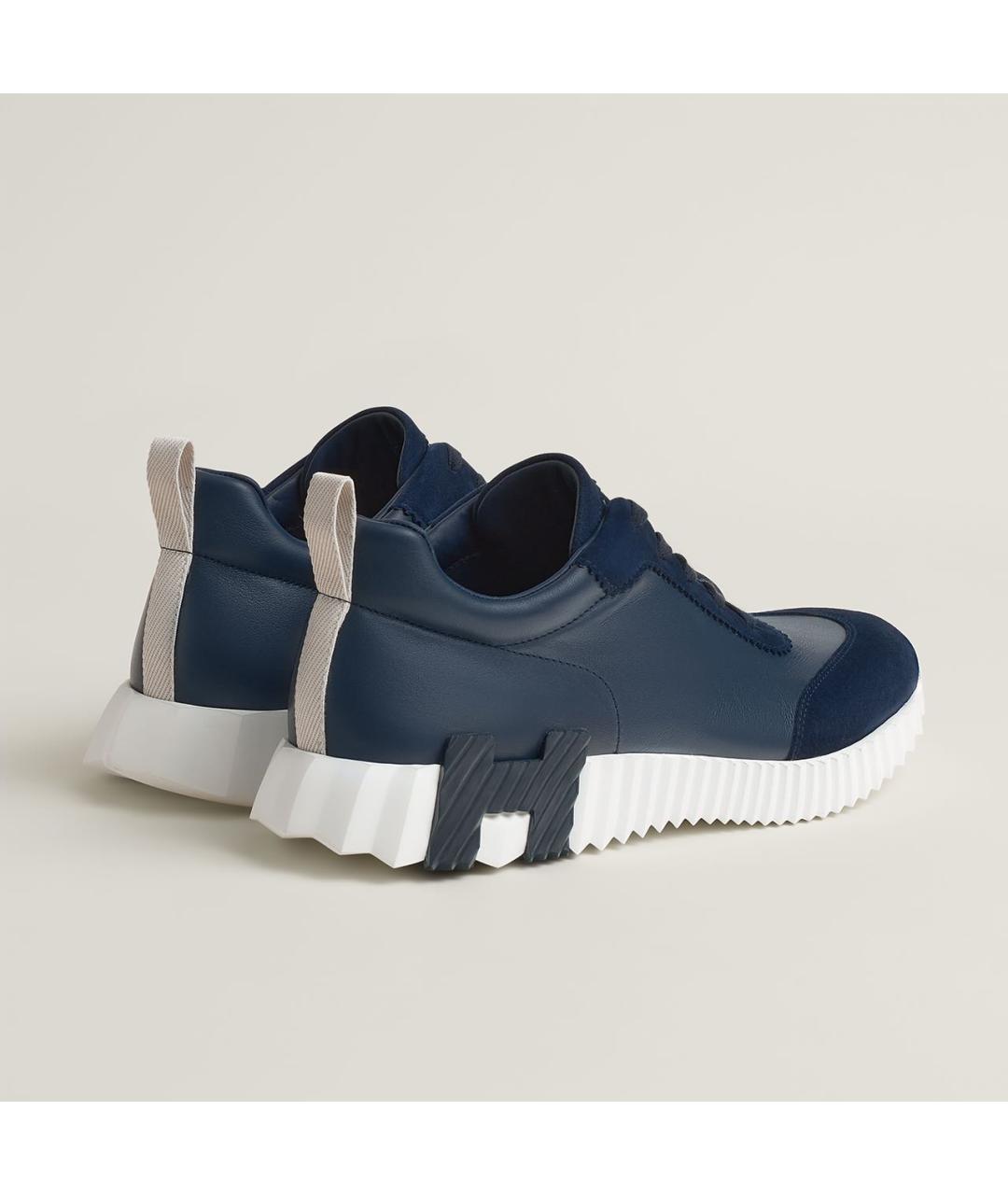 HERMES Темно-синие кожаные низкие кроссовки / кеды, фото 4