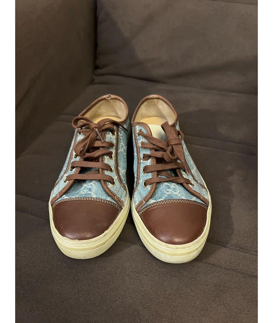 GUCCI Голубые текстильные кеды, фото 2