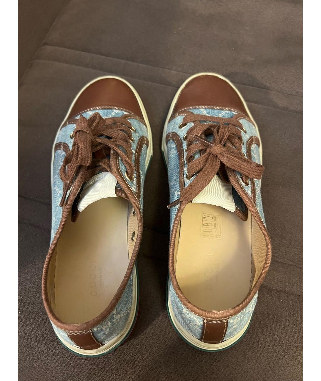 GUCCI Голубые текстильные кеды, фото 3