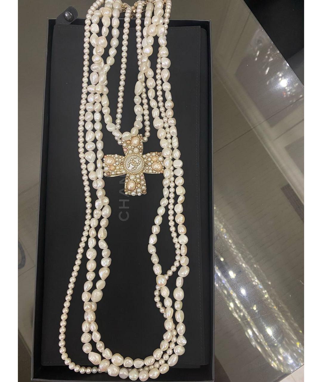 CHANEL Белое жемчужное колье, фото 3