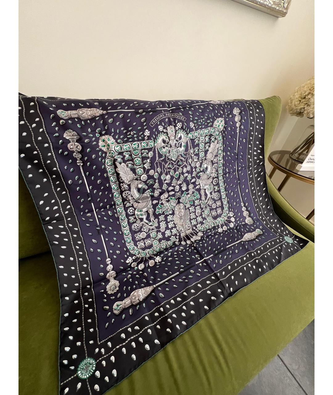 HERMES Мульти шелковый платок, фото 8