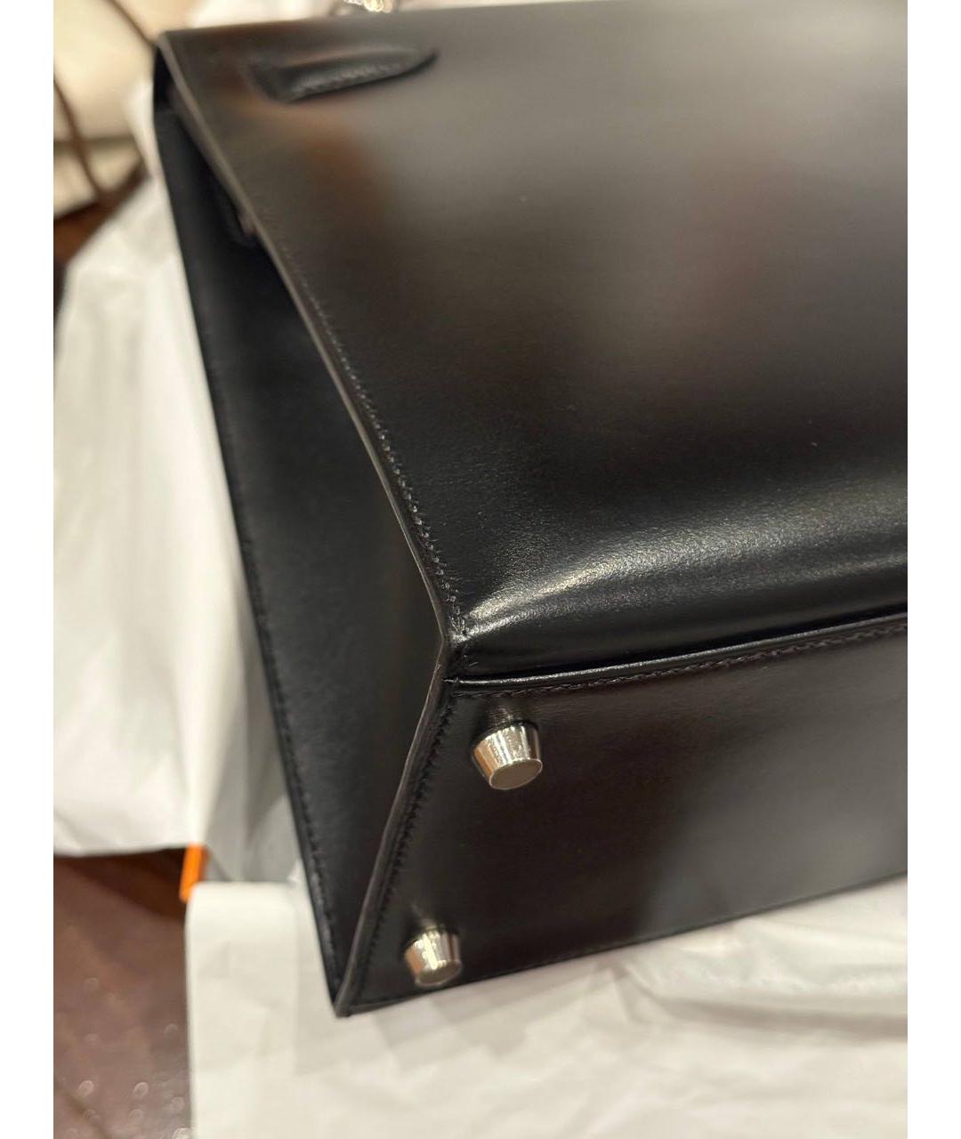 HERMES Черная кожаная сумка с короткими ручками, фото 5