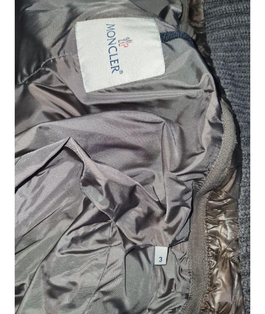 MONCLER Серая полиэстеровая куртка, фото 7