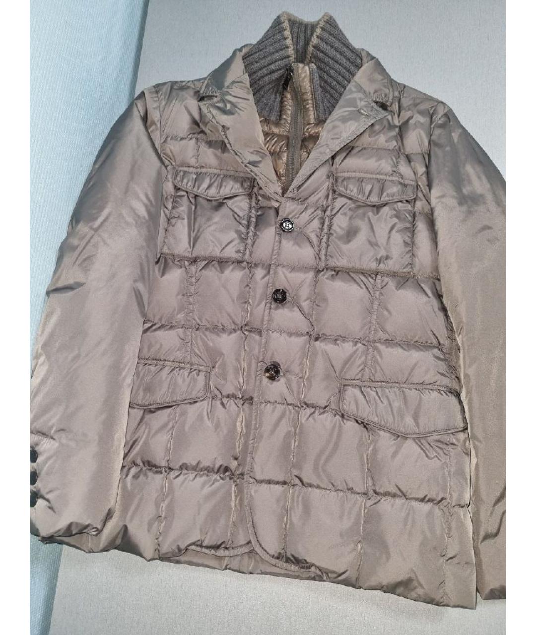 MONCLER Серая полиэстеровая куртка, фото 4