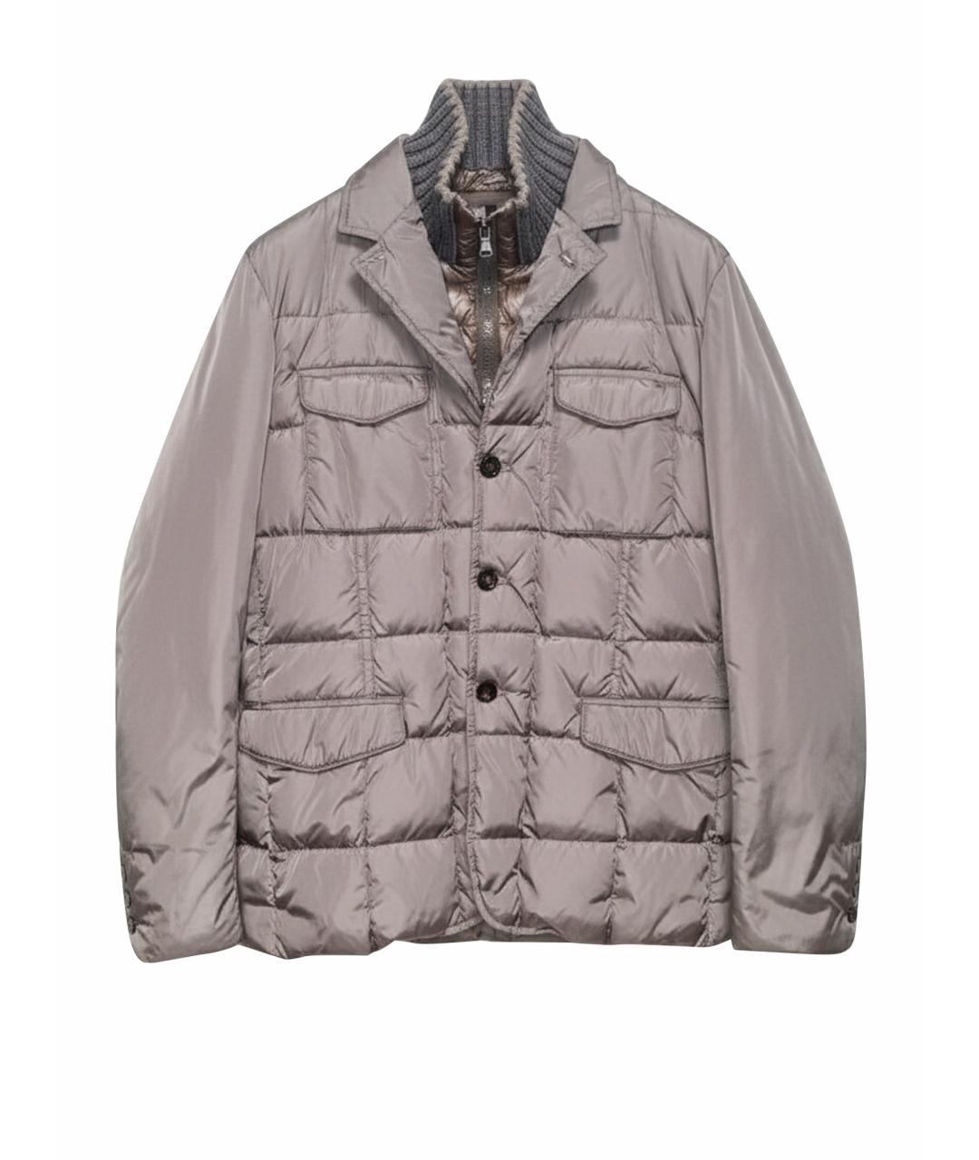 MONCLER Серая полиэстеровая куртка, фото 1