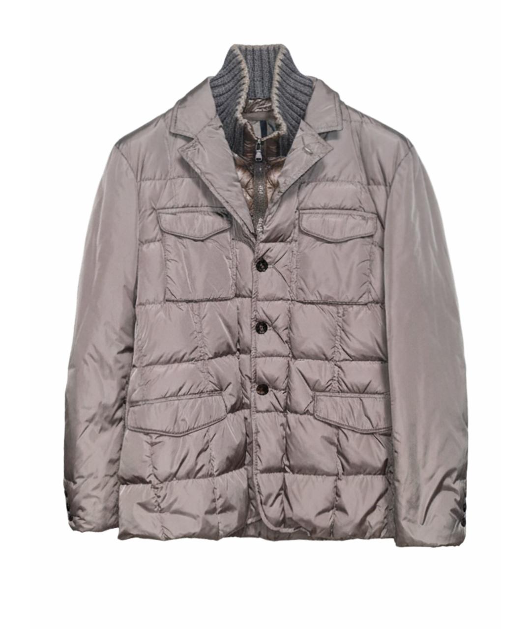 MONCLER Серая полиэстеровая куртка, фото 10