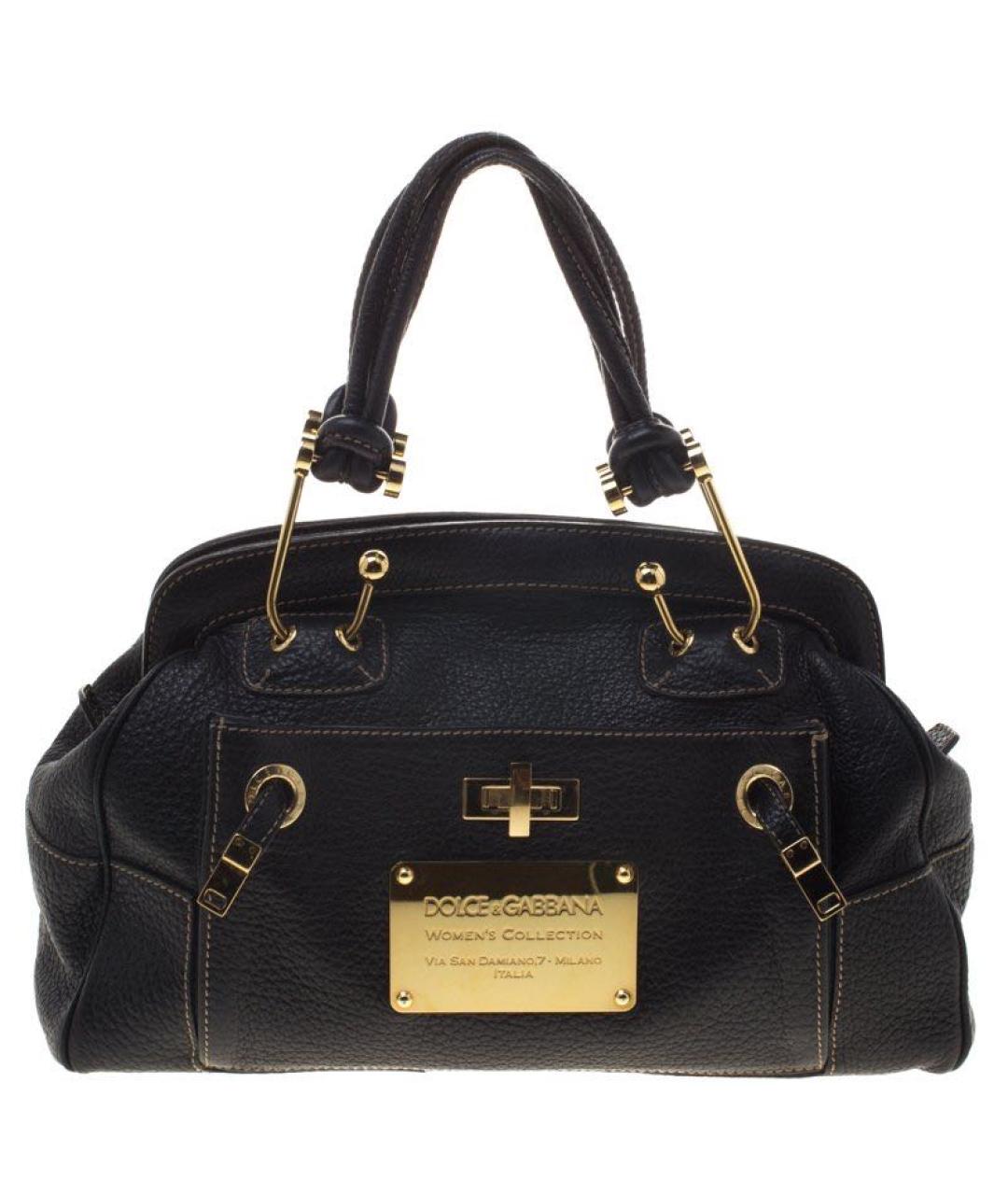 DOLCE&GABBANA Черная кожаная сумка с короткими ручками, фото 1