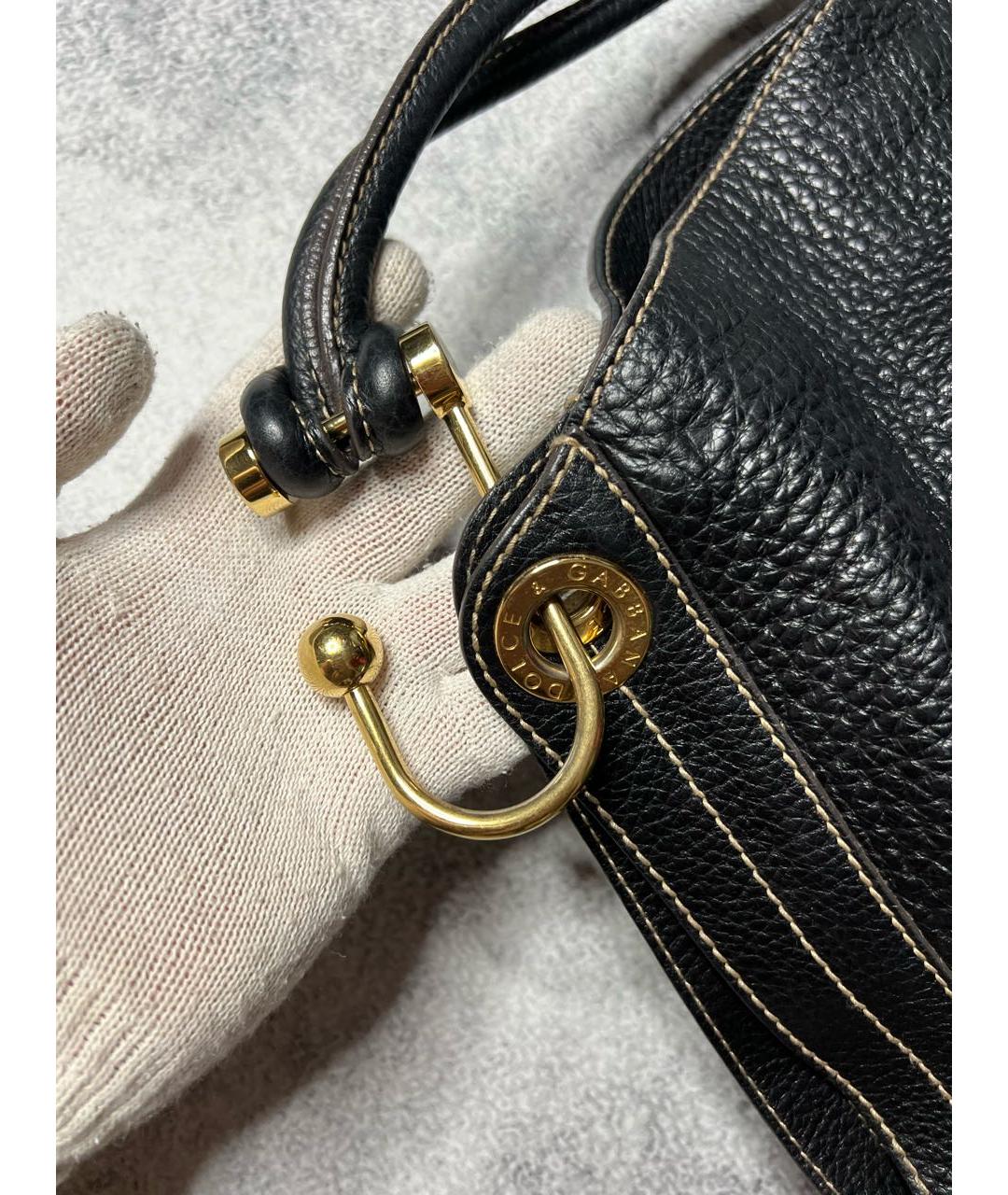 DOLCE&GABBANA Черная кожаная сумка с короткими ручками, фото 6