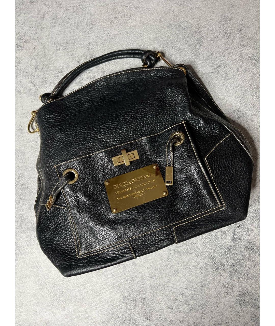 DOLCE&GABBANA Черная кожаная сумка с короткими ручками, фото 3