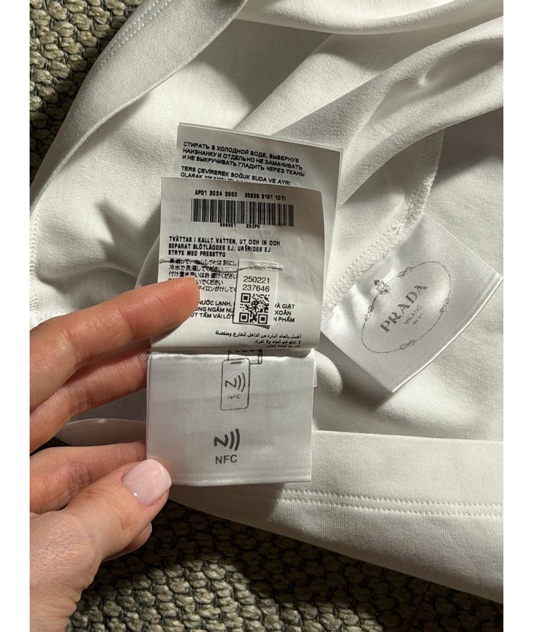 PRADA Белая хлопковая футболка, фото 6