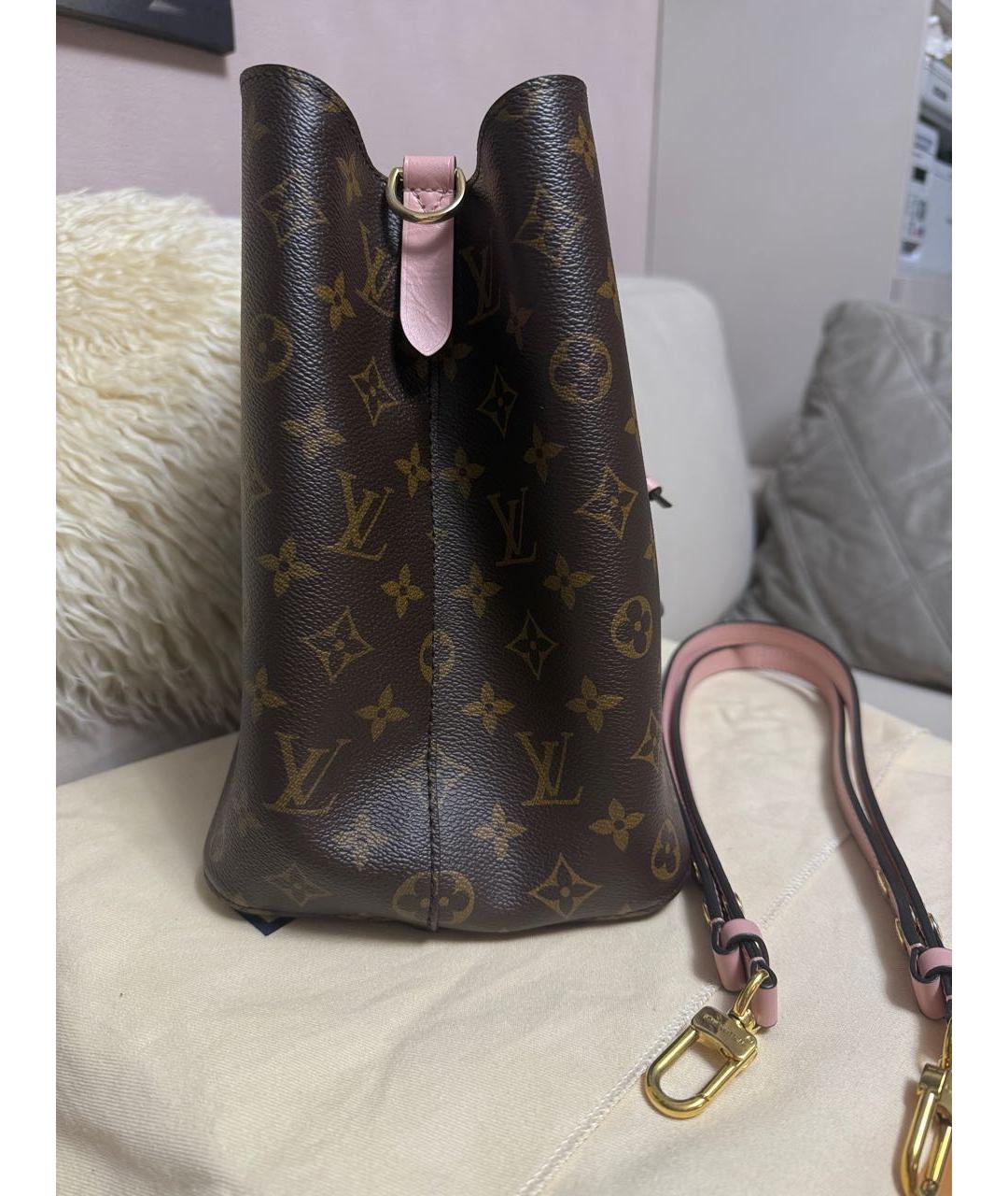 LOUIS VUITTON Коричневая кожаная сумка тоут, фото 5