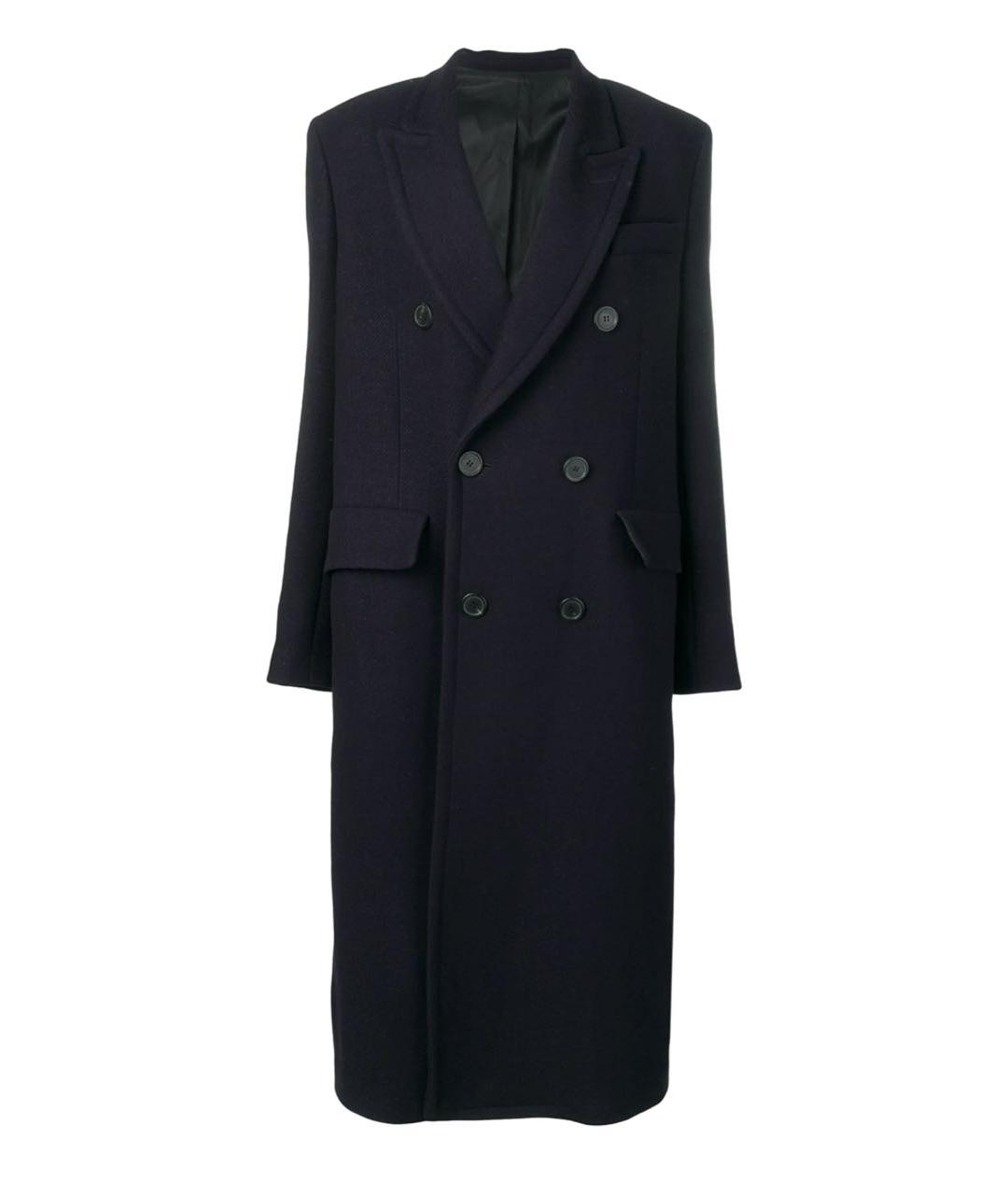 Ami Paris Темно-синее шерстяное пальто, фото 1