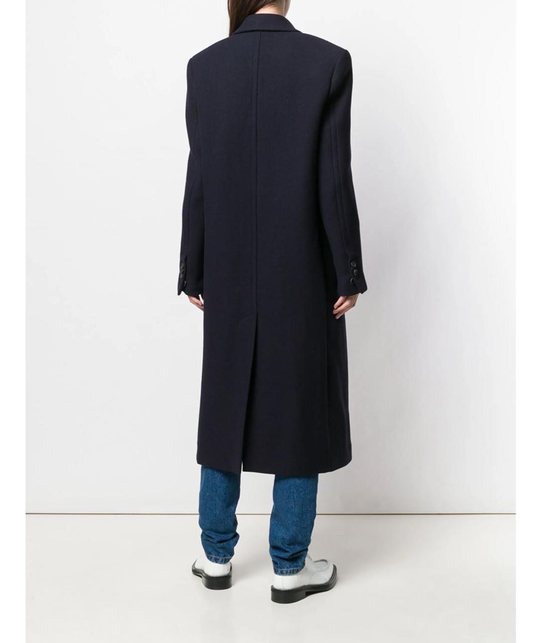 Ami Paris Темно-синее шерстяное пальто, фото 3