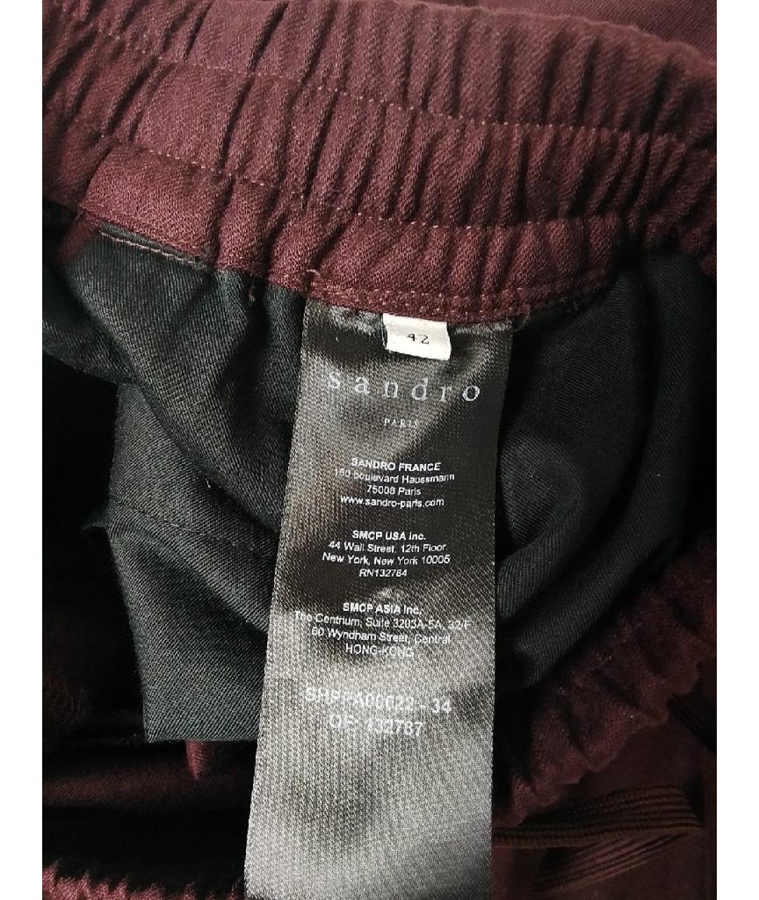SANDRO Красные шерстяные брюки широкие, фото 4