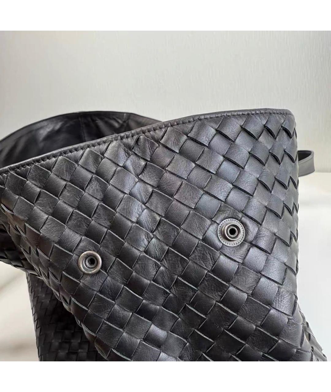 BOTTEGA VENETA Черная кожаная сумка тоут, фото 7