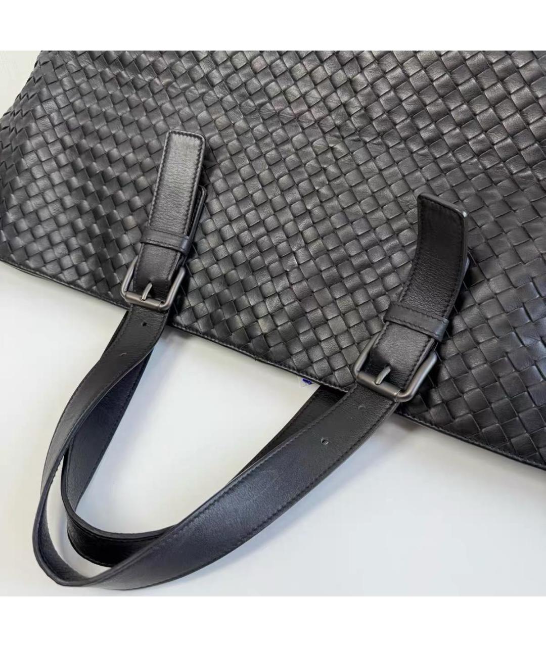 BOTTEGA VENETA Черная кожаная сумка тоут, фото 6