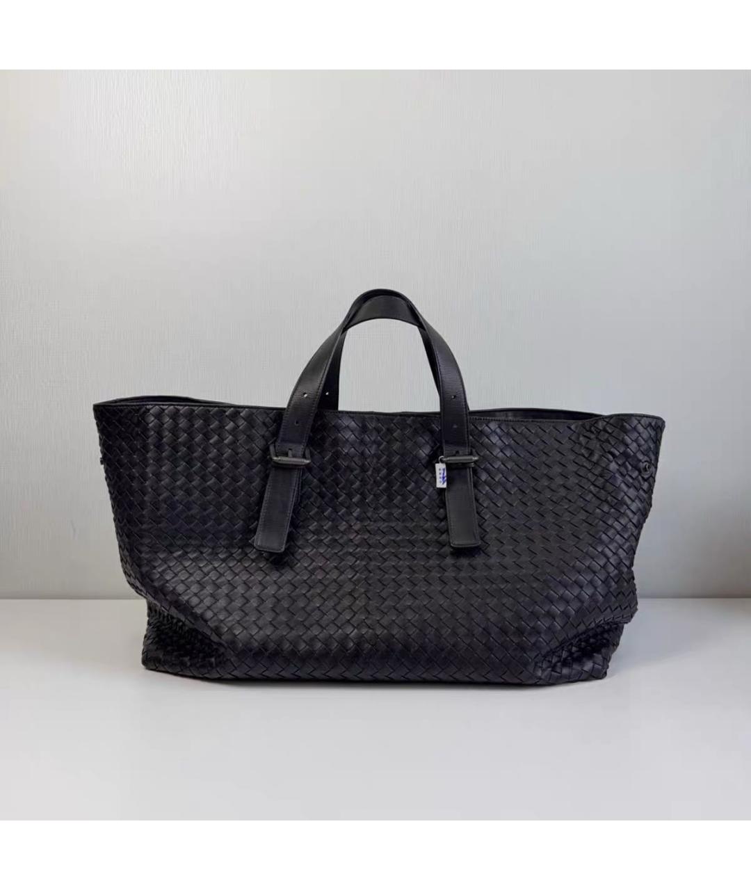 BOTTEGA VENETA Черная кожаная сумка тоут, фото 2