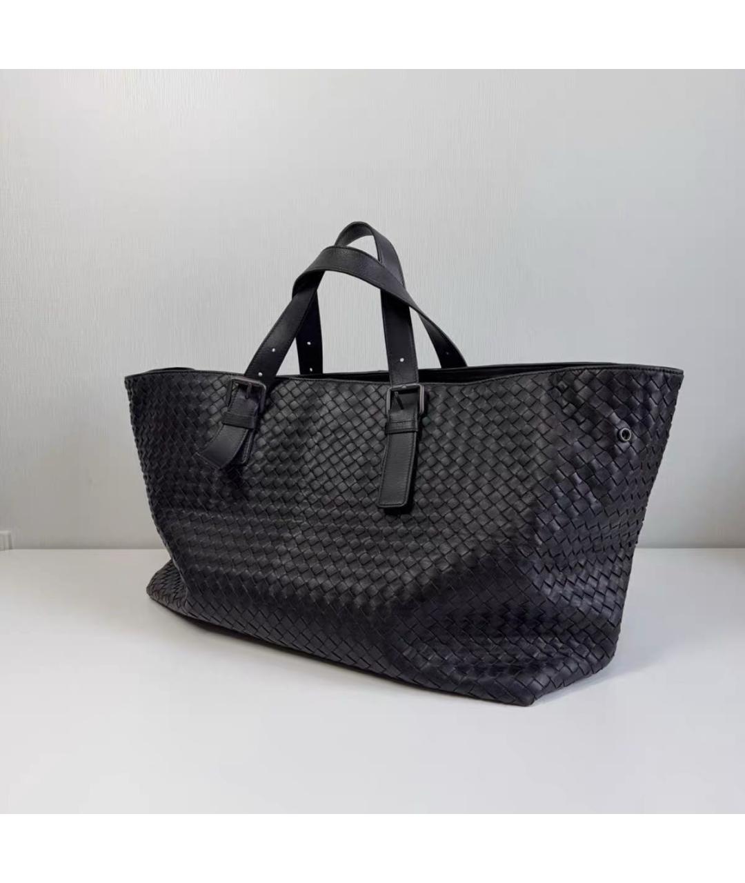 BOTTEGA VENETA Черная кожаная сумка тоут, фото 4