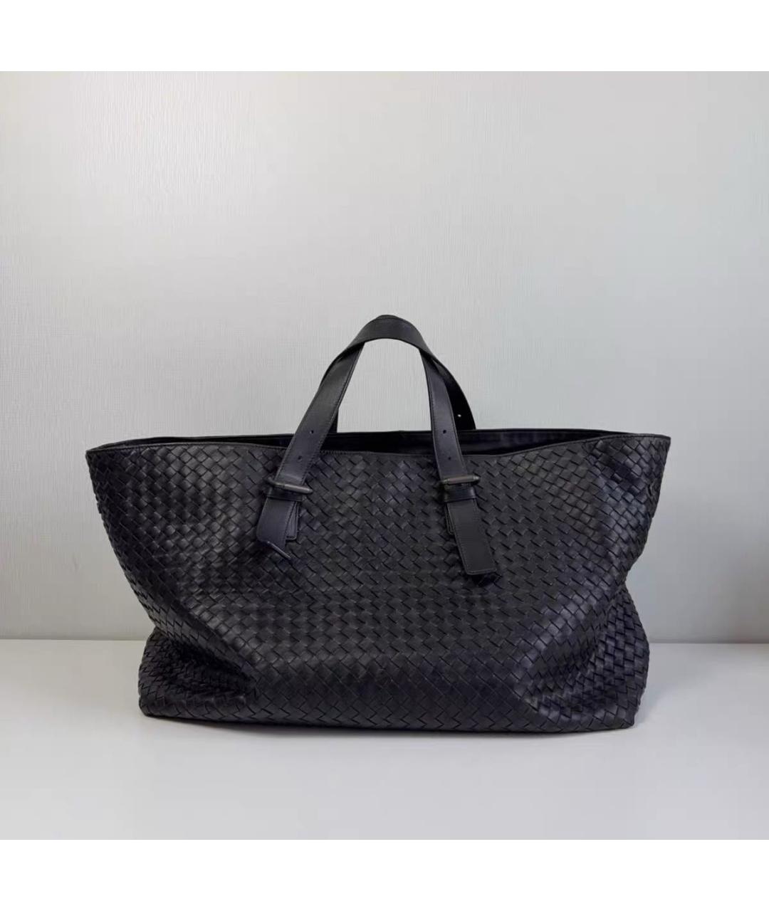 BOTTEGA VENETA Черная кожаная сумка тоут, фото 3
