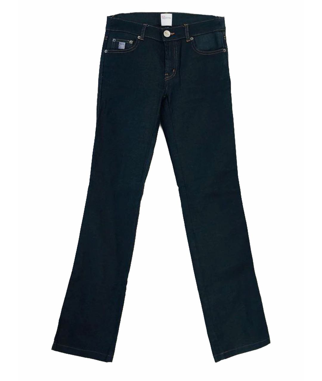 RED VALENTINO Темно-синие хлопко-эластановые прямые джинсы, фото 1