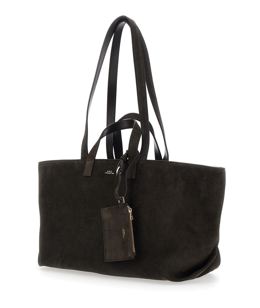 A.P.C. Коричневая замшевая сумка тоут, фото 4