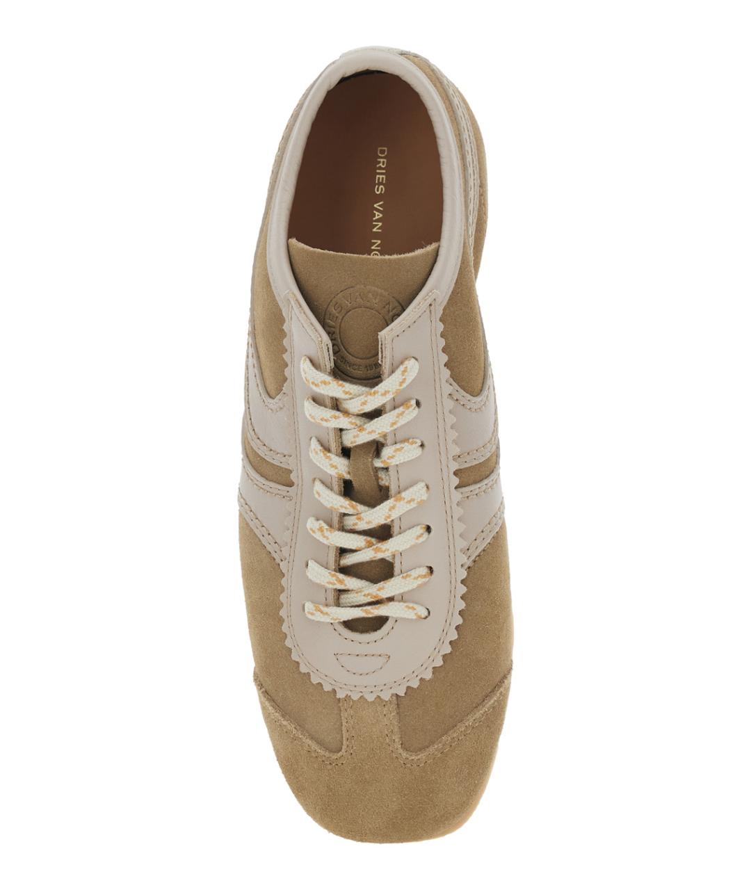 DRIES VAN NOTEN Бежевые кожаные кроссовки, фото 4