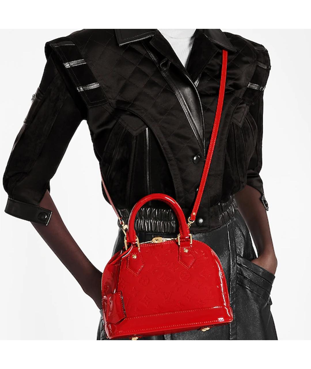 LOUIS VUITTON Красная кожаная сумка с короткими ручками, фото 6