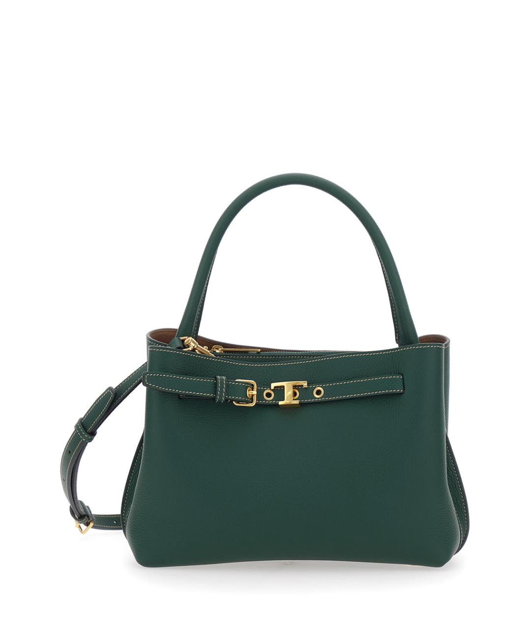 TOD'S Зеленая кожаная сумка тоут, фото 1