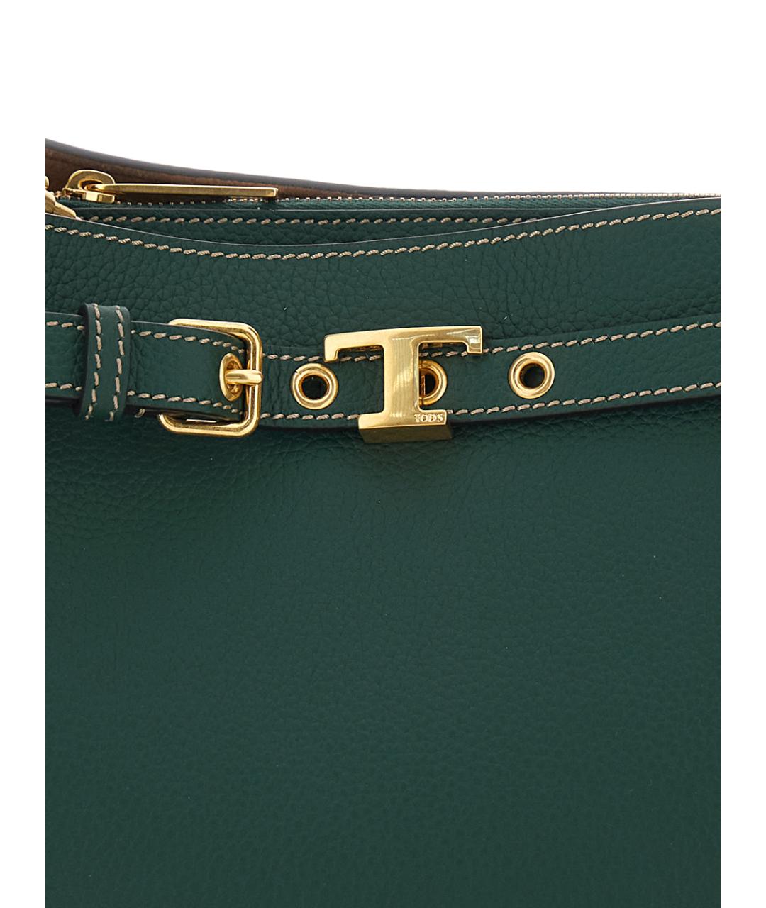TOD'S Зеленая кожаная сумка тоут, фото 3