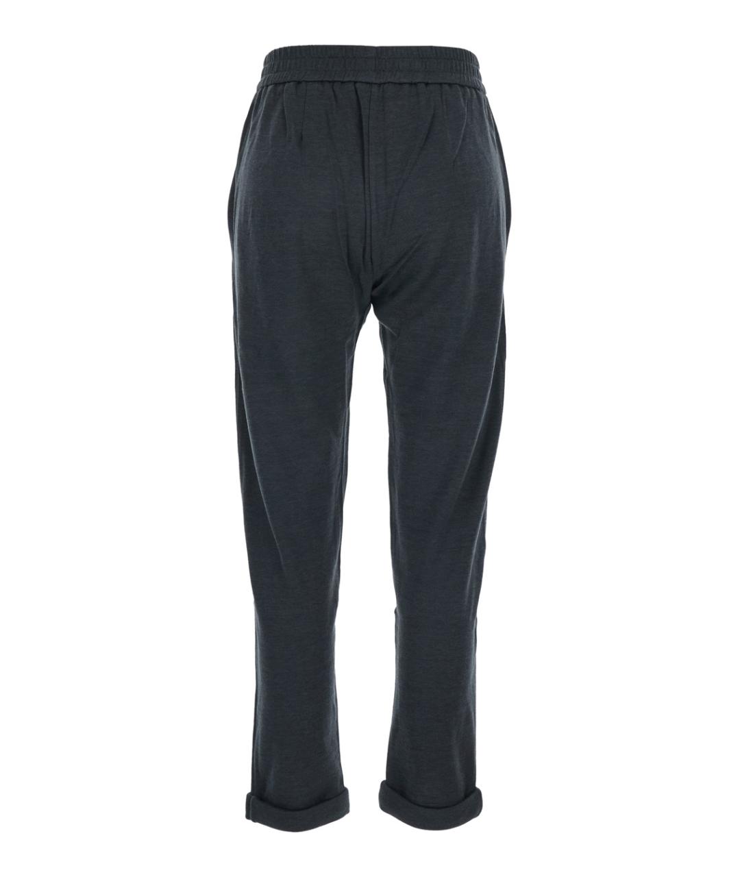 BRUNELLO CUCINELLI Серые хлопковые прямые брюки, фото 2