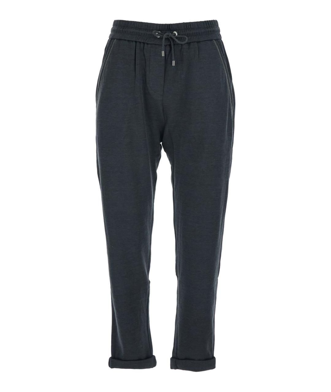 BRUNELLO CUCINELLI Серые хлопковые прямые брюки, фото 1