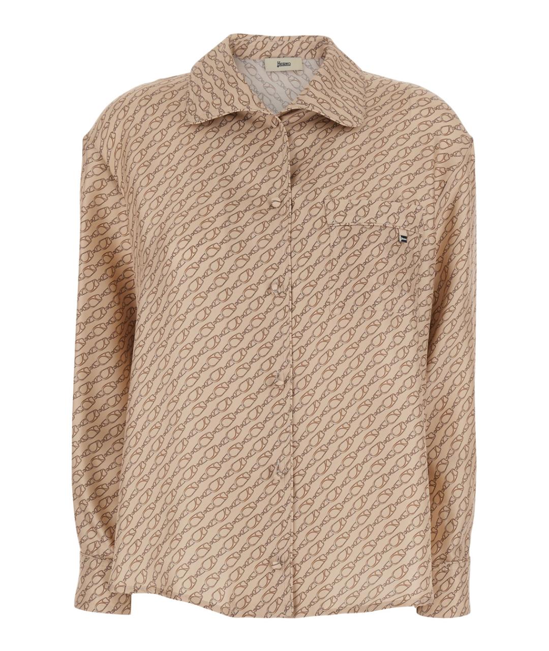 HERNO Бежевая шелковая блузы, фото 1