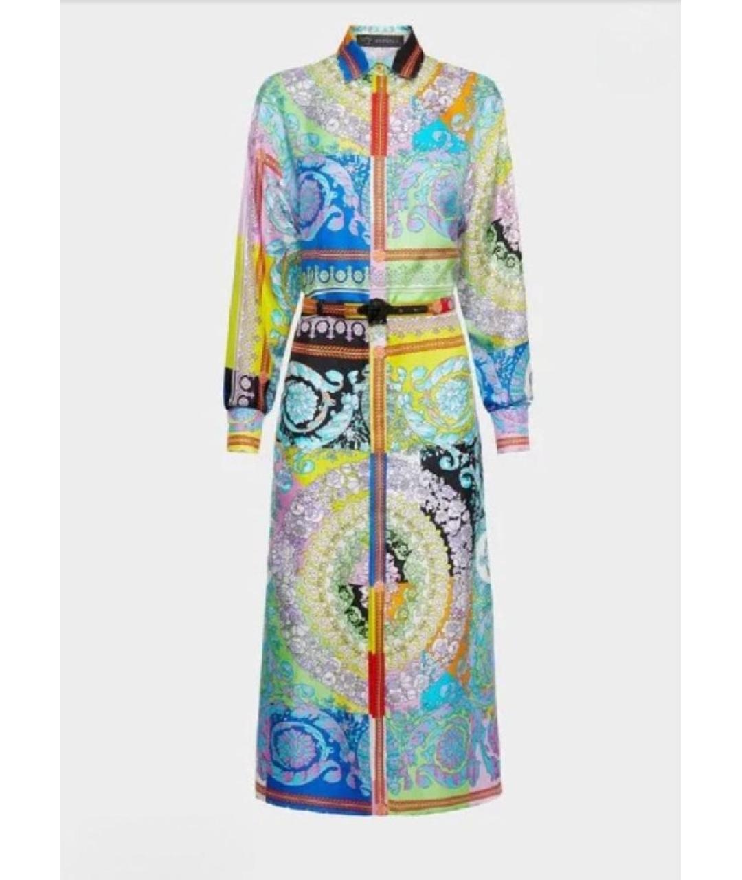 VERSACE Мульти шелковое повседневное платье, фото 9