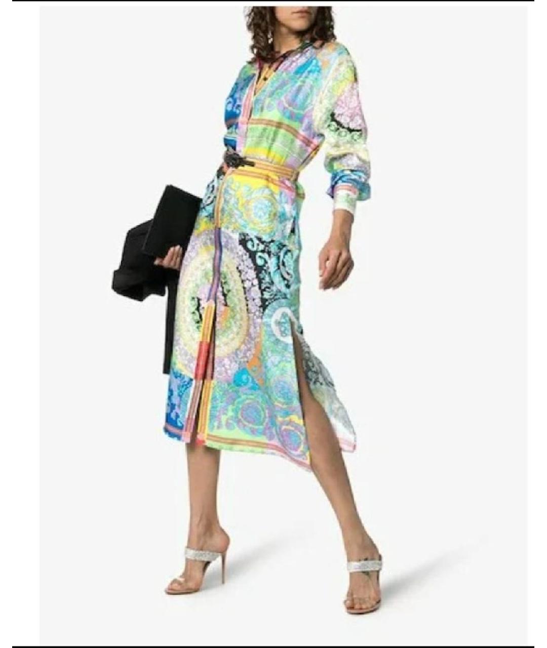 VERSACE Мульти шелковое повседневное платье, фото 5