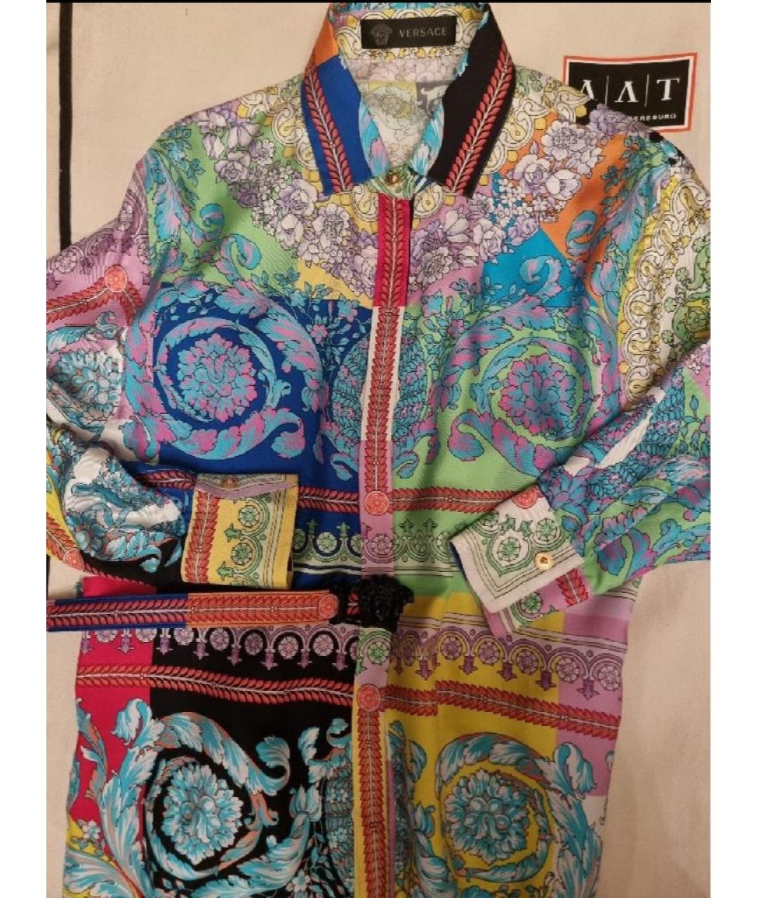 VERSACE Мульти шелковое повседневное платье, фото 7