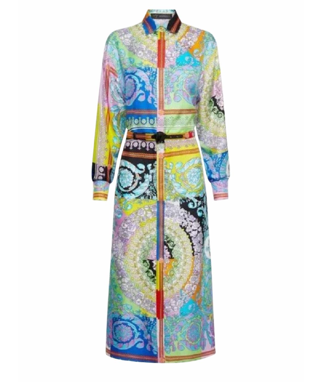 VERSACE Мульти шелковое повседневное платье, фото 1