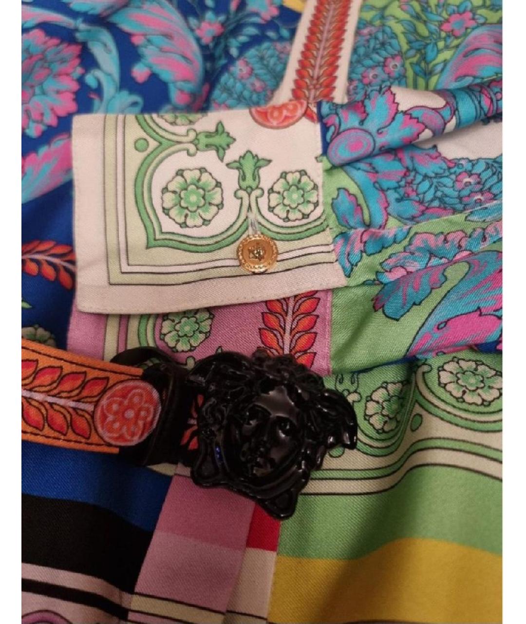 VERSACE Мульти шелковое повседневное платье, фото 4