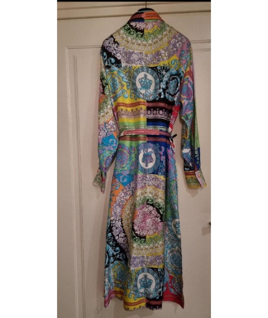 VERSACE Мульти шелковое повседневное платье, фото 2