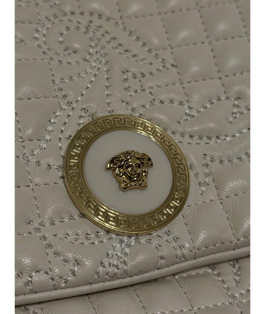VERSACE Белая кожаная сумка через плечо, фото 3